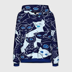 Толстовка-худи мужская КОТЯТА ПАТТЕРН, цвет: 3D-синий