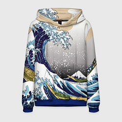 Толстовка-худи мужская The great wave off kanagawa, цвет: 3D-синий