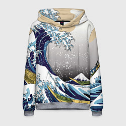 Толстовка-худи мужская The great wave off kanagawa, цвет: 3D-меланж