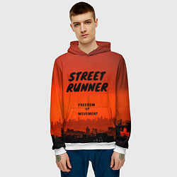 Толстовка-худи мужская Street runner, цвет: 3D-белый — фото 2