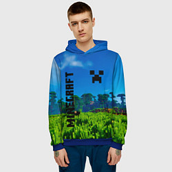 Толстовка-худи мужская Minecraft Майнкрафт, цвет: 3D-синий — фото 2