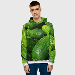Толстовка-худи мужская Огурцы, цвет: 3D-белый — фото 2