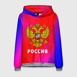 Толстовка-худи мужская РОССИЯ RUSSIA, цвет: 3D-меланж