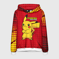 Толстовка-худи мужская Pikachu Pika Pika, цвет: 3D-белый