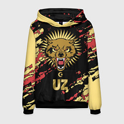 Толстовка-худи мужская Узбекистан - агрессивный волк, цвет: 3D-черный