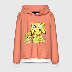 Толстовка-худи мужская Pikachu Pika Pika, цвет: 3D-белый