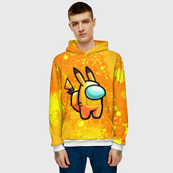 Толстовка-худи мужская AMONG US - Pikachu, цвет: 3D-белый — фото 2