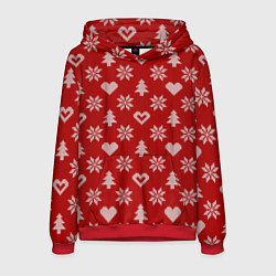 Толстовка-худи мужская Красный рождественский свитер, цвет: 3D-красный