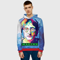 Толстовка-худи мужская Джон Леннон Imagine, цвет: 3D-красный — фото 2