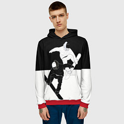 Толстовка-худи мужская Сноубордисты, цвет: 3D-красный — фото 2