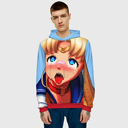 Толстовка-худи мужская SAILOR MOON AHEGAO, цвет: 3D-красный — фото 2