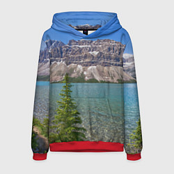 Толстовка-худи мужская Горное озеро, цвет: 3D-красный