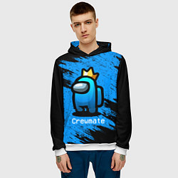 Толстовка-худи мужская AMONG US - Синий в Короне, цвет: 3D-белый — фото 2