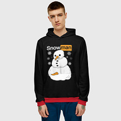 Толстовка-худи мужская Снеговик, цвет: 3D-красный — фото 2