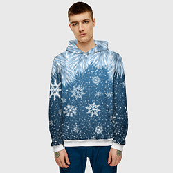 Толстовка-худи мужская Снежное Настроенние, цвет: 3D-белый — фото 2