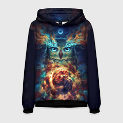 Толстовка-худи мужская Сова Космос, цвет: 3D-черный
