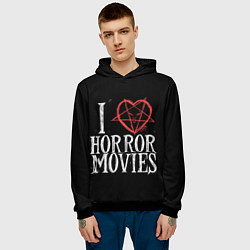 Толстовка-худи мужская I Love Horror Movies, цвет: 3D-черный — фото 2