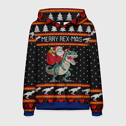 Толстовка-худи мужская Merry Rex-mas, цвет: 3D-синий