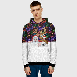 Толстовка-худи мужская Новый Год, цвет: 3D-черный — фото 2