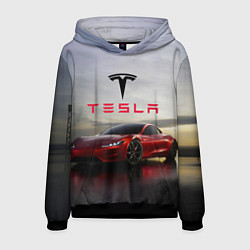 Толстовка-худи мужская Tesla Roadster, цвет: 3D-черный