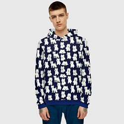 Толстовка-худи мужская Собаки Пушистики, цвет: 3D-синий — фото 2
