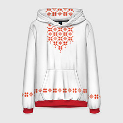 Толстовка-худи мужская Белорусская вышиванка, цвет: 3D-красный