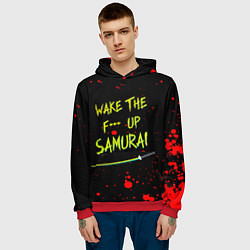 Толстовка-худи мужская WAKE THE F*** UP SAMURAI, цвет: 3D-красный — фото 2