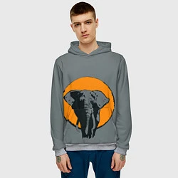Толстовка-худи мужская Африканский Слон, цвет: 3D-меланж — фото 2