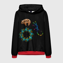 Толстовка-худи мужская Медведи и ящерицы, цвет: 3D-красный