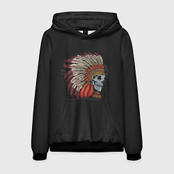 Толстовка-худи мужская Череп Индейца, цвет: 3D-черный