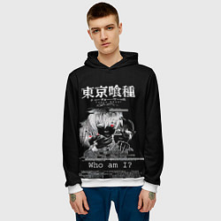 Толстовка-худи мужская Who am I? Tokyo Ghoul, цвет: 3D-белый — фото 2