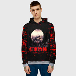 Толстовка-худи мужская Токийский гуль Tokyo Ghoul, цвет: 3D-меланж — фото 2