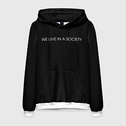 Толстовка-худи мужская WE LIVE IN A SOCIETY, цвет: 3D-белый