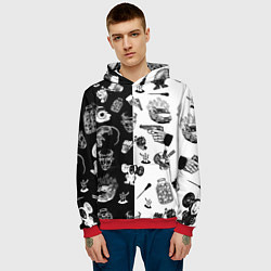 Толстовка-худи мужская КРОВОСТОК ТАТУИРОВКИ ЧБ, цвет: 3D-красный — фото 2