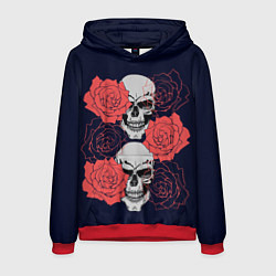 Толстовка-худи мужская Rose Skull, цвет: 3D-красный
