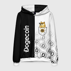 Толстовка-худи мужская DOGECOIN DOGE КАРМАН, цвет: 3D-белый