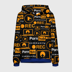 Толстовка-худи мужская PORNHUB ПОРНХАБ УЗОР, цвет: 3D-синий