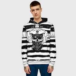 Толстовка-худи мужская ТЕЛЬНЯШКА ВМФ ЧЕРЕП ФУРАЖКА, цвет: 3D-белый — фото 2