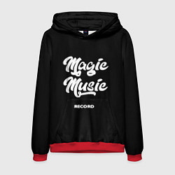 Толстовка-худи мужская Magic Music Record White on Black, цвет: 3D-красный