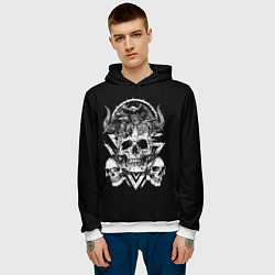 Толстовка-худи мужская Черепа и Вороны Skulls Raven, цвет: 3D-белый — фото 2