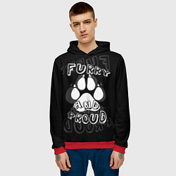Толстовка-худи мужская Furry proud, цвет: 3D-красный — фото 2