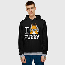 Толстовка-худи мужская I love furry, цвет: 3D-меланж — фото 2