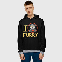 Толстовка-худи мужская I love furry, цвет: 3D-меланж — фото 2