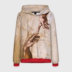 Толстовка-худи мужская Микеланджело сотворение Адама, цвет: 3D-красный