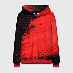Толстовка-худи мужская ЧЕРНО-КРАСНЫЙ ГРАНЖ GRUNGE Z, цвет: 3D-красный