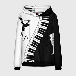 Толстовка-худи мужская Черно Белое пианино, цвет: 3D-черный