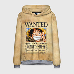 Толстовка-худи мужская Манки Д Луффи в розыске One Piece, цвет: 3D-меланж