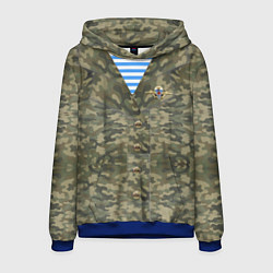 Толстовка-худи мужская Камуфляж ВДВ со значком, цвет: 3D-синий