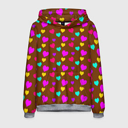 Толстовка-худи мужская Сердечки разноцветные, цвет: 3D-меланж