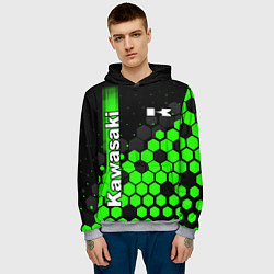 Толстовка-худи мужская KAWASAKI КАВАСАКИ, цвет: 3D-меланж — фото 2
